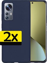 Hoesje Geschikt voor Xiaomi 12 Hoesje Siliconen Case - Hoes Geschikt voor Xiaomi 12 Hoes Siliconen - Donkerblauw - 2 Stuks