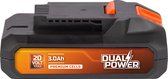 Dual Power batterij POWDP9023 - 20V, 3.0Ah - accu voor 20V toestellen - led-stroomindicator - batterijplatform