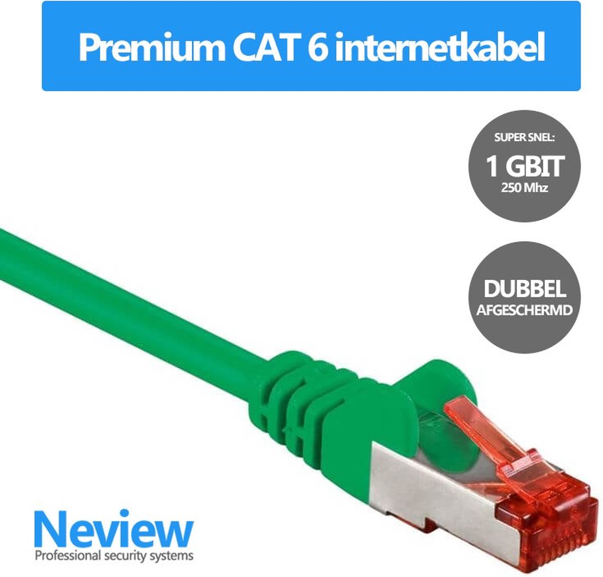 Neview - 5 meter premium S/FTP patchkabel - CAT 6 - Groen - Dubbele afscherming - (netwerkkabel/internetkabel)