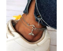 GoedeDoelen.Shop | Enkelbandje Ocean Whale Wave | Anklet | Enkelsieraad | Zomer Sieraad | Oceans | Beach Life | Wave | Golf | Walvis | Ocean Cleanup | Ocean Life | Golf | 20 + 5 CM | Dierenliefde | Wellness-House