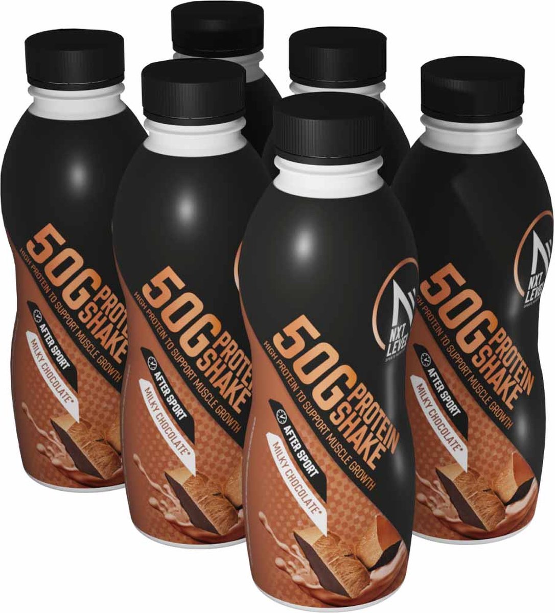 NXT Level Eiwitrijke Shake - 50g eiwitten per flesje - 6 x 500 ml - Melkchocolade
