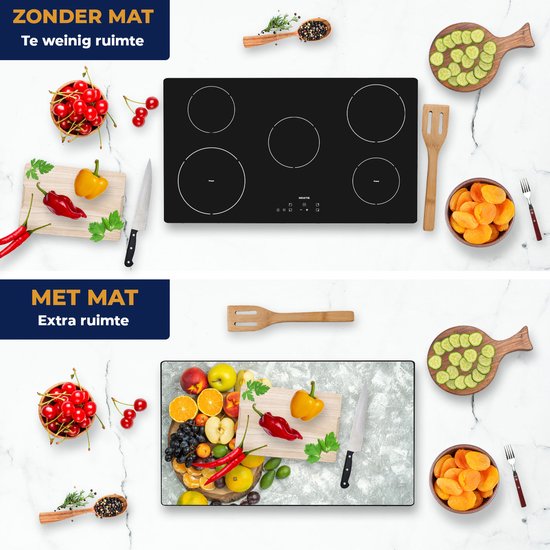 Chefcare Inductie Beschermer Fruit op een Boomstam - 90x52 cm - Afdekplaat Inductie - Kookplaat Beschermer - Inductie Mat