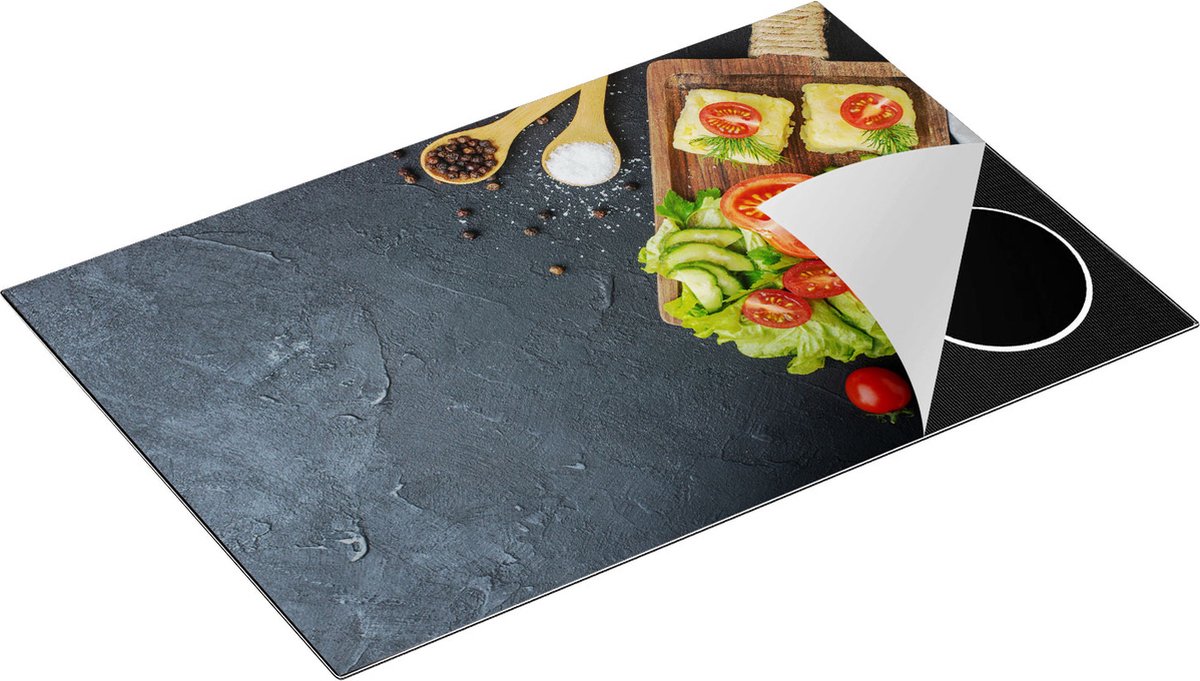 Chefcare Inductie Beschermer Groentes op een Snijplank - 80x52 cm - Afdekplaat Inductie - Kookplaat Beschermer - Inductie Mat