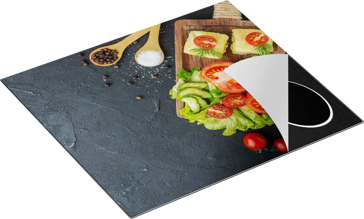 Chefcare Inductie Beschermer Groentes op een Snijplank - 60x50 cm - Afdekplaat Inductie - Kookplaat Beschermer - Inductie Mat