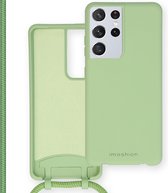 iMoshion Hoesje Geschikt voor Samsung Galaxy S21 Ultra Hoesje Met Koord - iMoshion Color Backcover met afneembaar koord - Groen