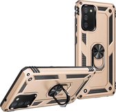 Hoesje Geschikt Voor Samsung Galaxy A02s Hoesje Armor Anti-shock Backcover Goud - Galaxy A02s - A02s Backcover kickstand Ring houder cover TPU backcover oTronica