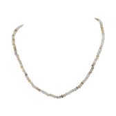 Silventi 9SIL-22433 Collier de perles Gemmes - Femme - Pierre de Lune - 3 mm - Fermoir Argent - 40 + 5 cm - Beige - Plaqué Or (Plaqué Or / Or sur Argent)