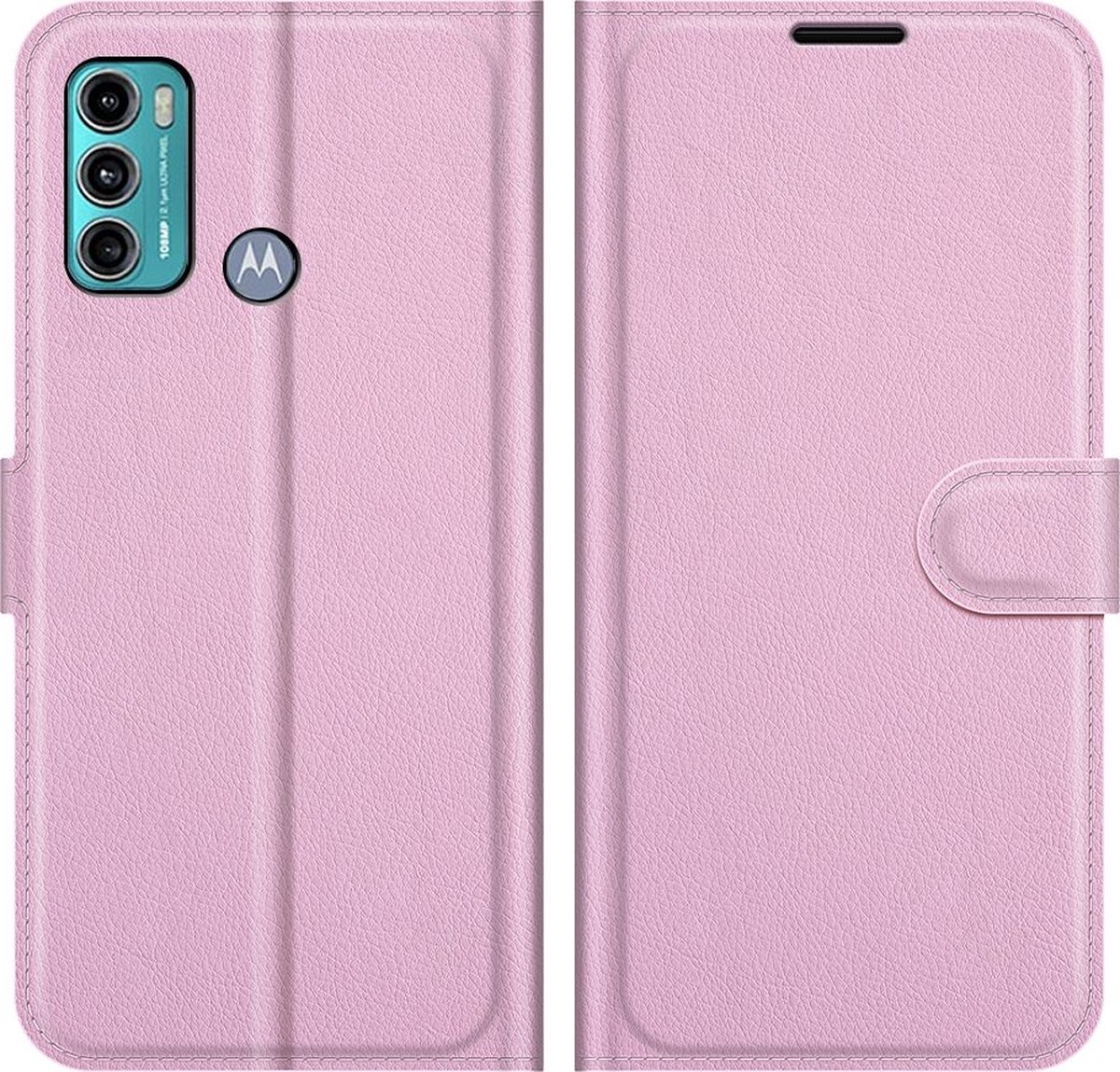 Mobigear Telefoonhoesje geschikt voor Motorola Moto G60 Hoesje | Mobigear Classic Bookcase Portemonnee | Pasjeshouder voor 3 Pasjes | Telefoonhoesje voor Pinpas / OV Kaart / Rijbewijs - Roze