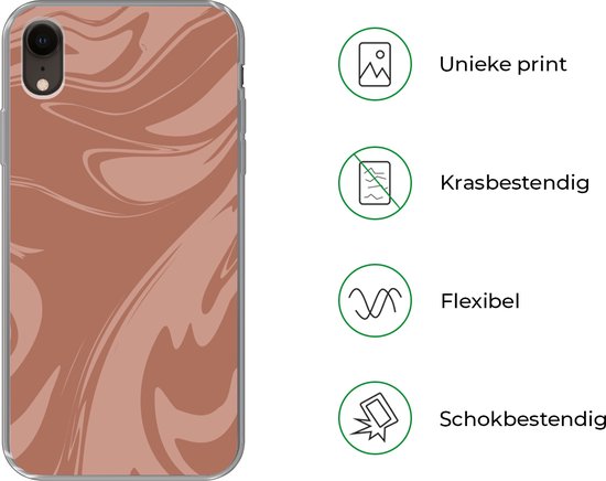 Coque pour iPhone XR - Imprimé marbré - Marron - Chocolat - Coque en Siliconen téléphone -