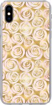 Coque de téléphone compatible avec iPhone Xs Max - Motif marbre - Goud - Roses - Motifs - Coque en Siliconen