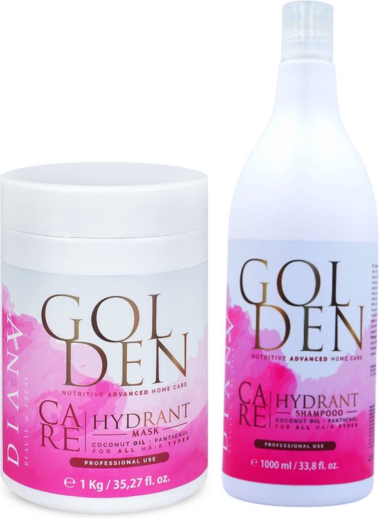 Golden Protein keratine pakket 1000 ml shampoo + 1000ml haarmasker Voor  thuiszorg na... | bol