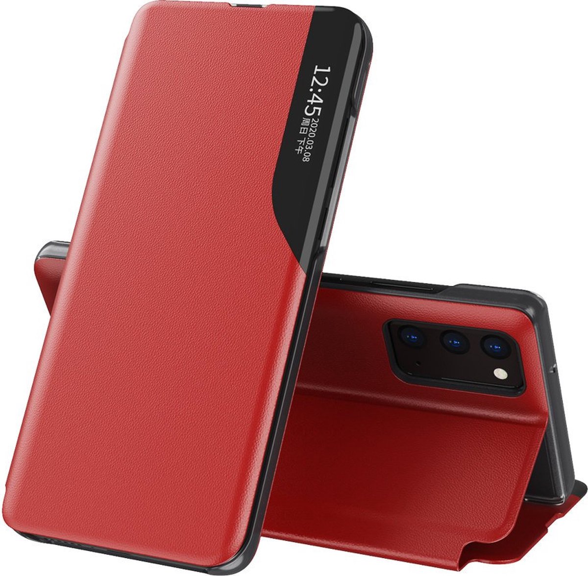 Eco Leather View Case met standaard geschikt voor Samsung Galaxy A32 5G rood