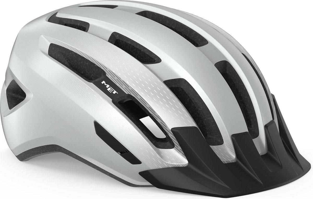 MET Downtown Fietshelm Mannen & Vrouwen – Fietshelm Racefiets Volwassenen – E-Bike – Trekking – Maat M/L (58-61cm) – White Glossy (Wit)