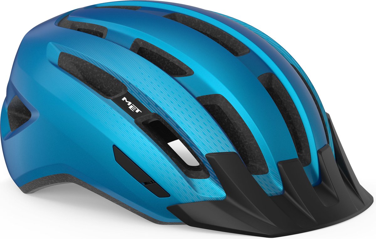 MET Downtown Fietshelm Mannen & Vrouwen – Fietshelm Racefiets Volwassenen – E-Bike – Trekking – Maat S/M (52-58cm) – Blue Glossy (Blauw)
