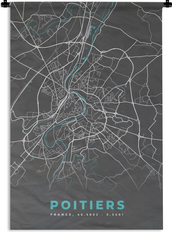 Wandkleed Wanddoek Poitiers Frankrijk Plattegrond Kaart wandkleed-wanddoek-poitiers-frankrijk-plattegrond-kaart