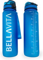 BELLAVITA ® Drinkfles - XL - 28,7cm - Blauw - Waterfles - Drinkfles volwassenen - Drinkfles kinderen - Drinkfles 1 liter - Fles - 1 liter - 1000ml - Tritan - Fruitfilter- BPA-vrij - 100% lekvrij
