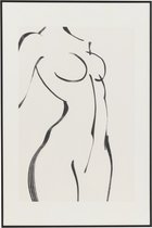 Schilderij Silhouet Vrouw Zwart/Wit 90x60 cm