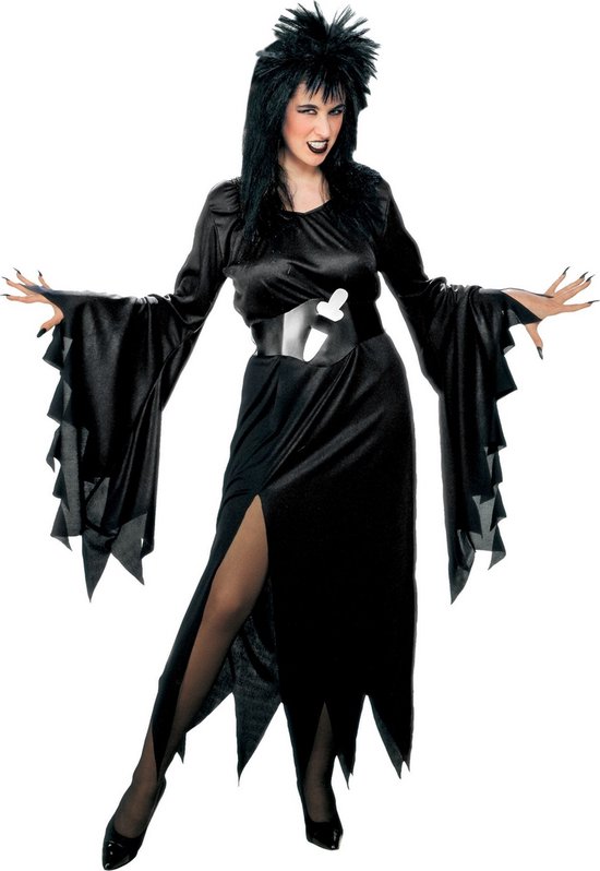 Widmann - Heks & Spider Lady & Voodoo & Duistere Religie Kostuum - Horrible Lady Elvira Kostuum Vrouw - Zwart - XL - Halloween - Verkleedkleding