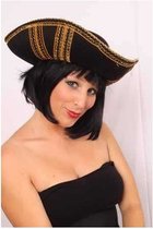 Carnaval/verkleed piraten driesteek hoed zwart met goud voor volwassenen