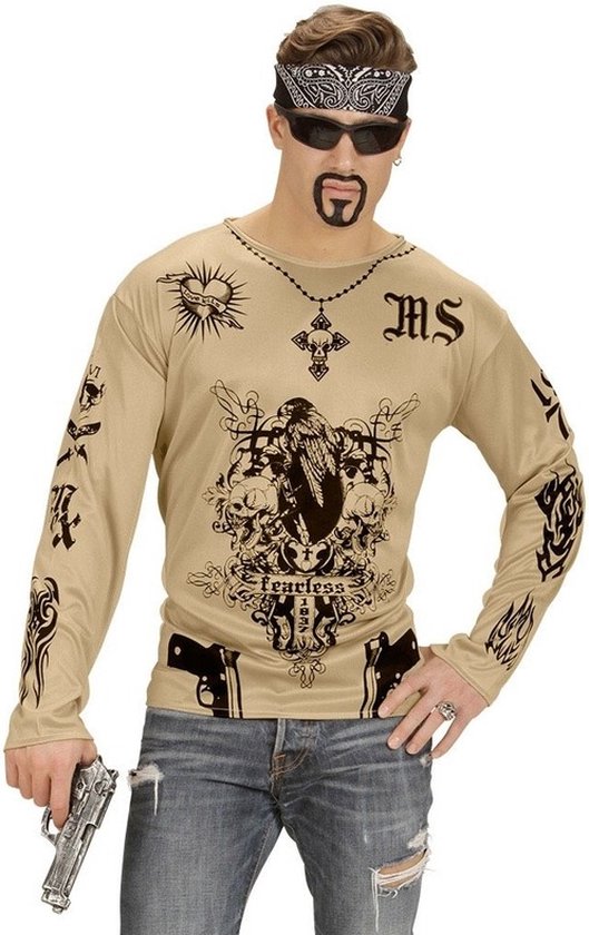 Oorlogszuchtig Kalksteen Monet Tattoo shirt Gangster voor heren - Nep tatoeages shirt - Maffia/gangster...  | bol.com