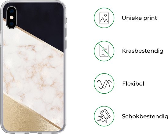 Coque iPhone Xs - Marbre - Or - Rose - Siliconen