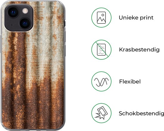 Coque iPhone 13 mini - Rouille - Tôle ondulée - Fer - Coque de téléphone en Siliconen