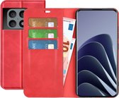 OnePlus 10 Pro Bookcase hoesje - Just in Case - Effen Rood - Kunstleer