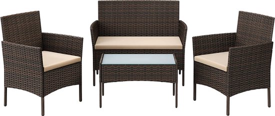 MIRA Home - Tuinset - Lounge Set - Tuin - Aluminium Polyrotan - Zwart - Compleet Tuinset