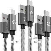 Gritin USB-c kabel 3 stuks - 1 m/1,5 m/2 m snellader oplaadkabel samsung - sony - huawei - TYPE USB C - USB
