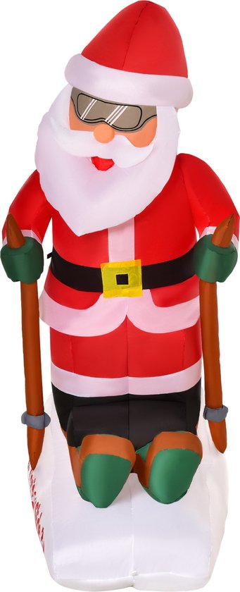 HOMCOM opblaasbare kerstman op slee, met sneeuwpop, LED kerstdecoratie, weerbestendig polyester, 200 x 80 x 128 cm