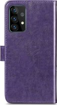 Mobigear Telefoonhoesje geschikt voor Samsung Galaxy A52 Hoesje | Mobigear Clover Bookcase Portemonnee | Pasjeshouder voor 3 Pasjes | Telefoonhoesje voor Pinpas / OV Kaart / Rijbewijs - Paars