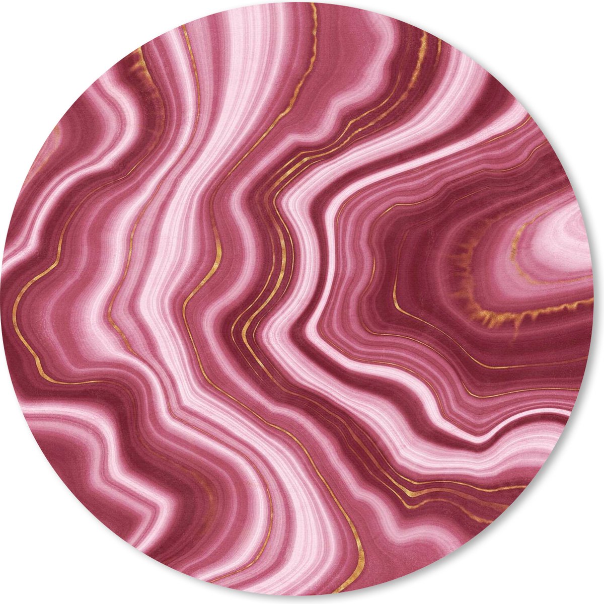 Muismat rond 50x50 cm - Mousepad Marmer - Rood - Gouden - Ronde muismatten