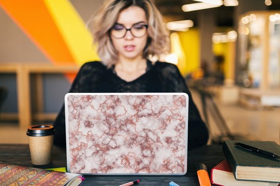 Sticker ordinateur portable - 14 pouces - Marbre - Rouge - Ligne