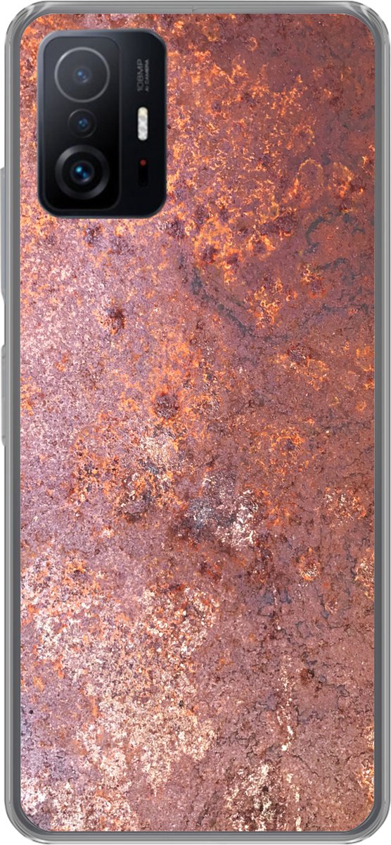 Telefoonhoesje Geschikt voor Xiaomi 11T Pro hoesje - Roest print - Metaalplaat - Vintage - Siliconen Telefoonhoesje Telefoonhoesje