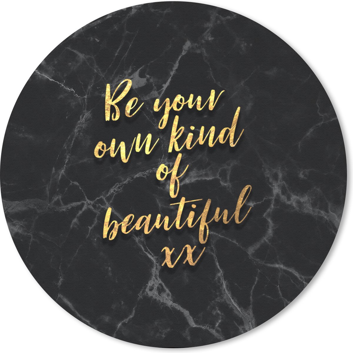 Muismat rond 40x40 cm - Mousepad Quotes - Zelfvertrouwen - Goud - Marmer print - Ronde muismatten