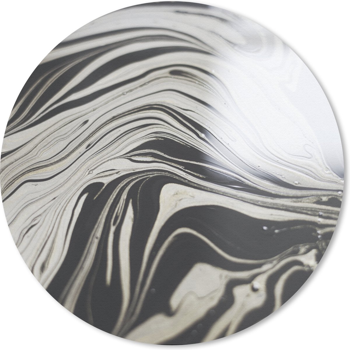 Muismat rond 50x50 cm - Mousepad Marmer - Wit - Luxe - Zwart - Ronde muismatten