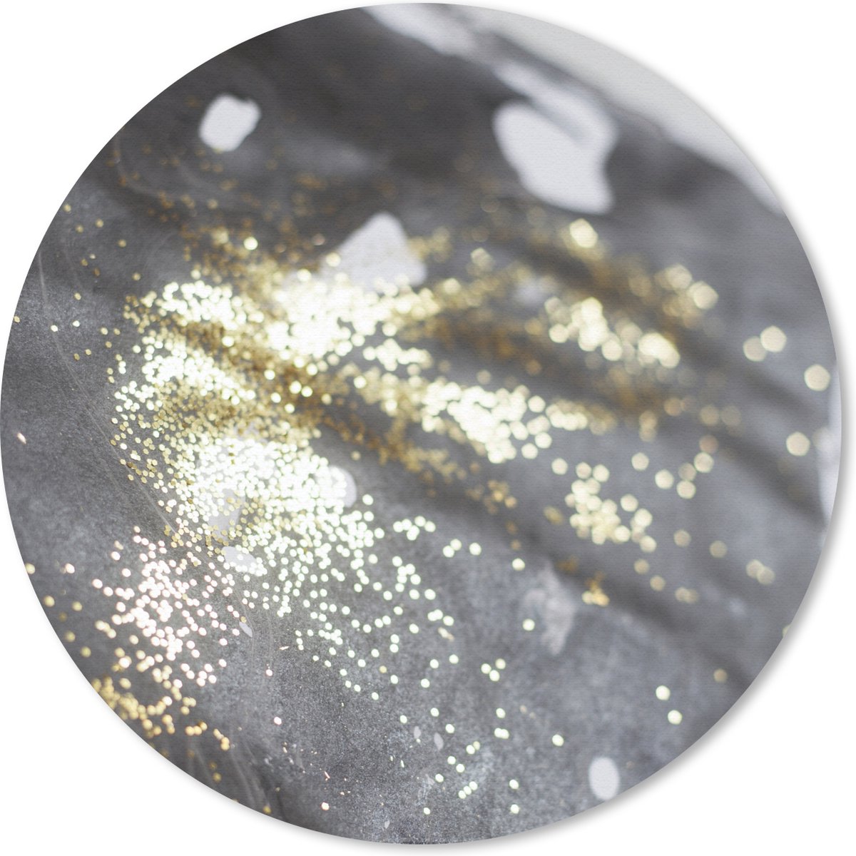 Muismat rond 20x20 cm - Mousepad Marmer - Zwart - Glitter - Luxe - Ronde muismatten