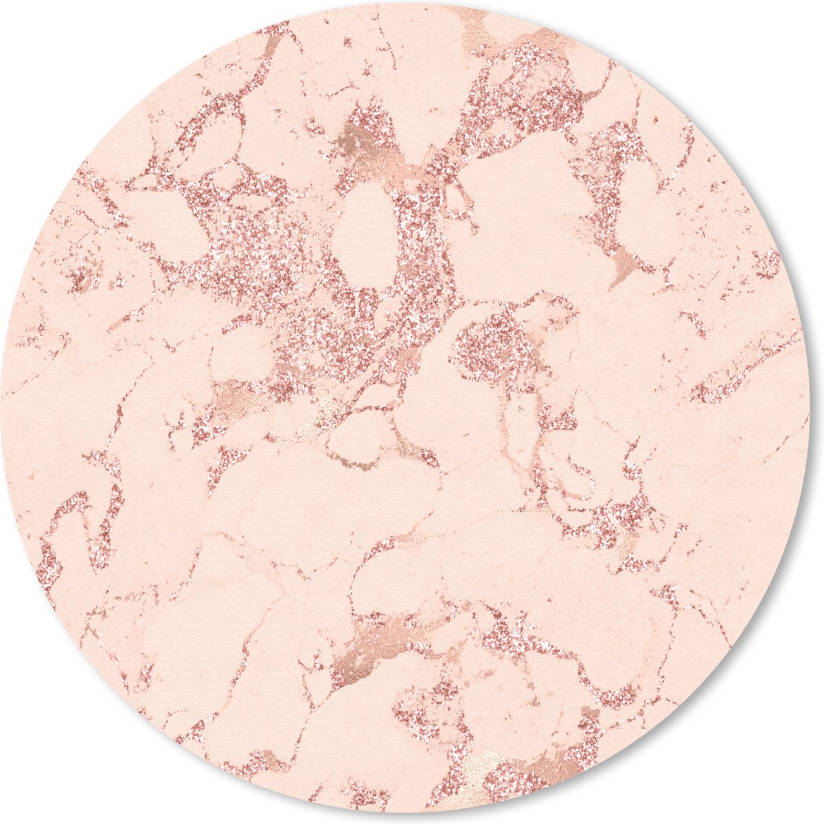 Muismat rond 20x20 cm - Mousepad Marmer - Aderen - Roségoud - Ronde muismatten
