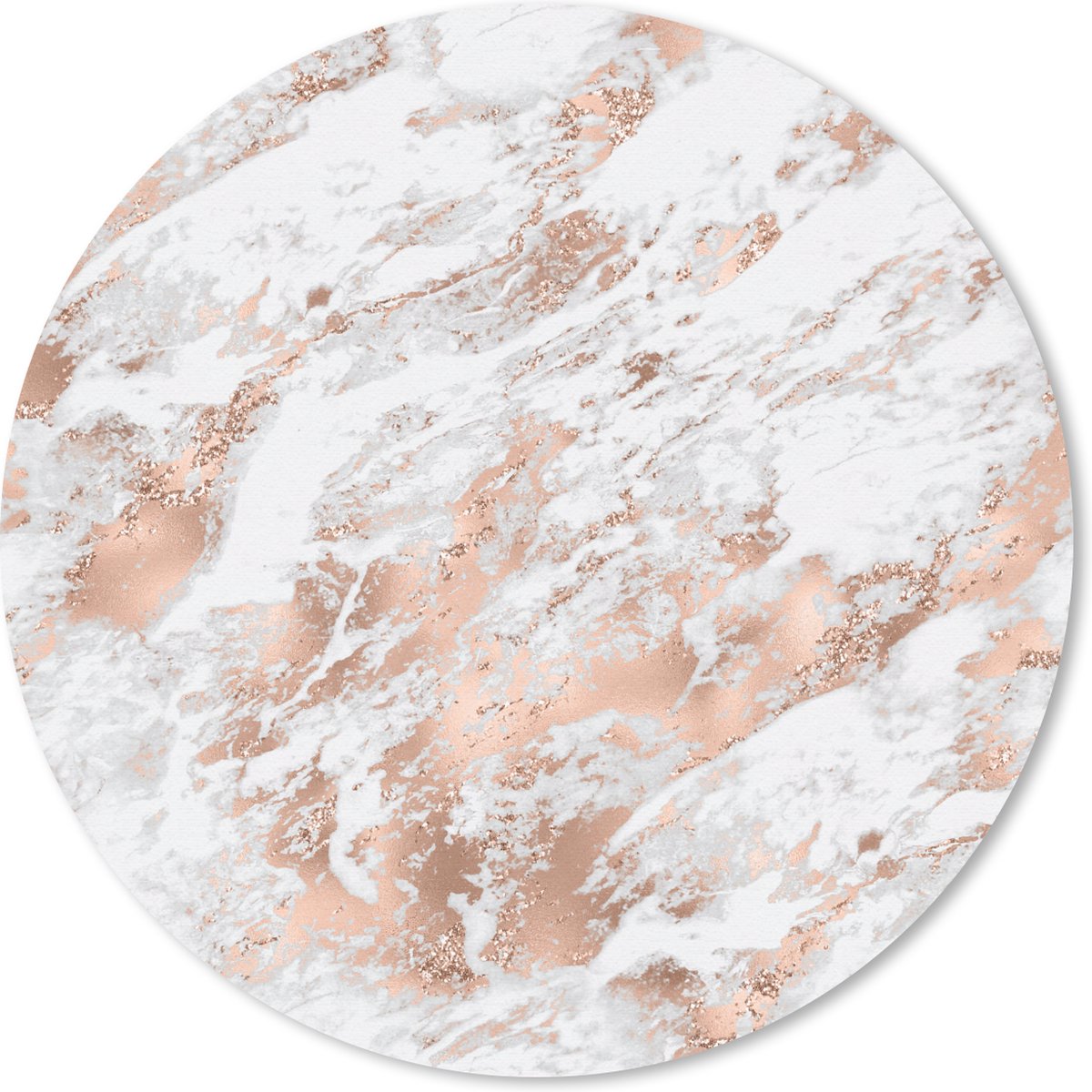 Muismat rond 30x30 cm - Mousepad Marmer - Wit - Goud - Ronde muismatten