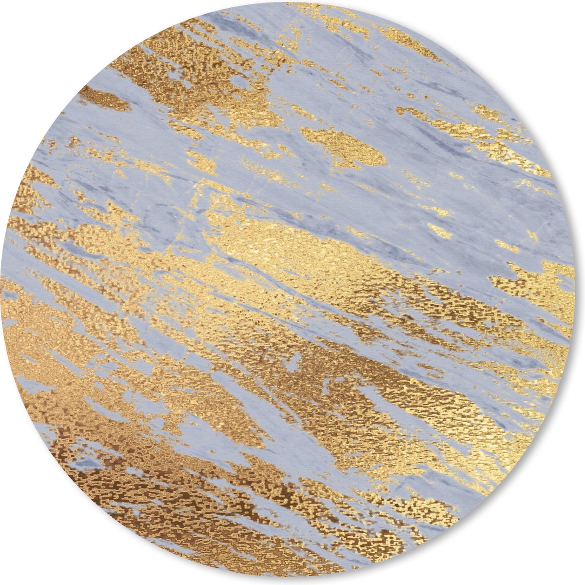 Muismat rond 20x20 cm - Mousepad Marmer - Patronen - Goud - Blauw - Ronde muismatten