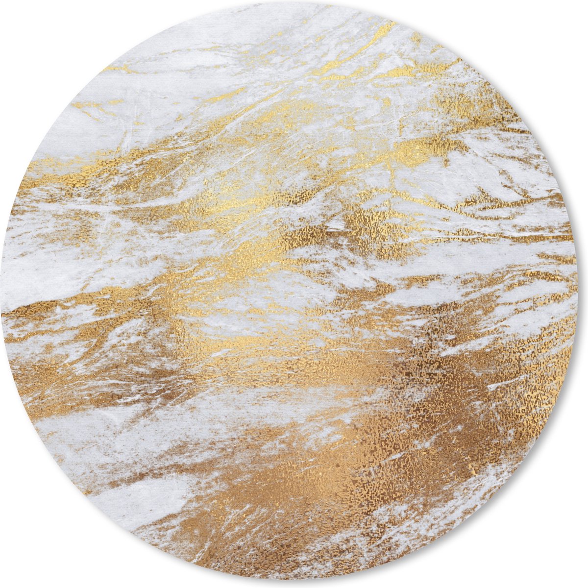 Muismat rond 20x20 cm - Mousepad Marmer - Patronen - Goud - Wit - Ronde muismatten