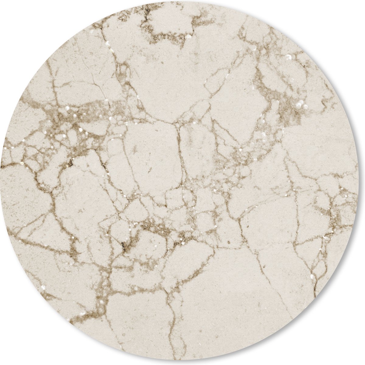 Muismat rond 30x30 cm - Mousepad Marmer - Wit - Beige - Ronde muismatten