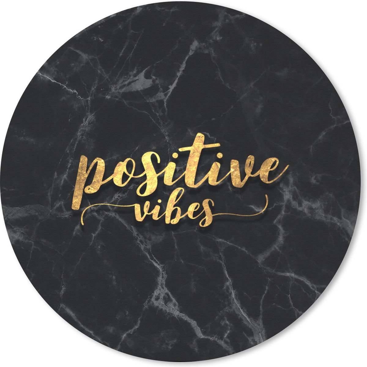 Muismat rond 20x20 cm - Mousepad Quote - Positief - Goud - Marmer print - Ronde muismatten