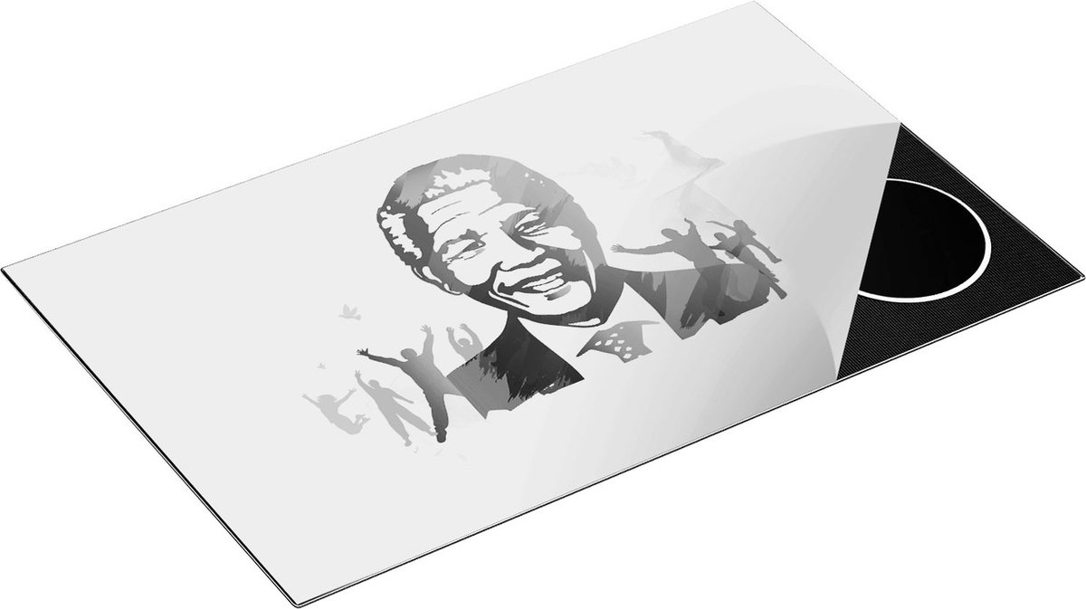 Chefcare Inductie Beschermer Nelson Mandela - Zwart Wit - 85x50 cm - Afdekplaat Inductie - Kookplaat Beschermer - Inductie Mat