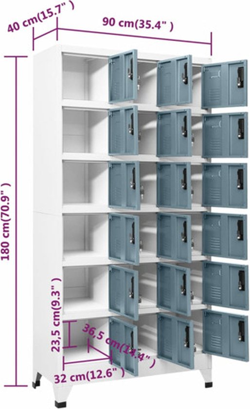 vidaXL Armoire à casiers 90 x 40 x 180 cm Acier Gris clair et gris foncé