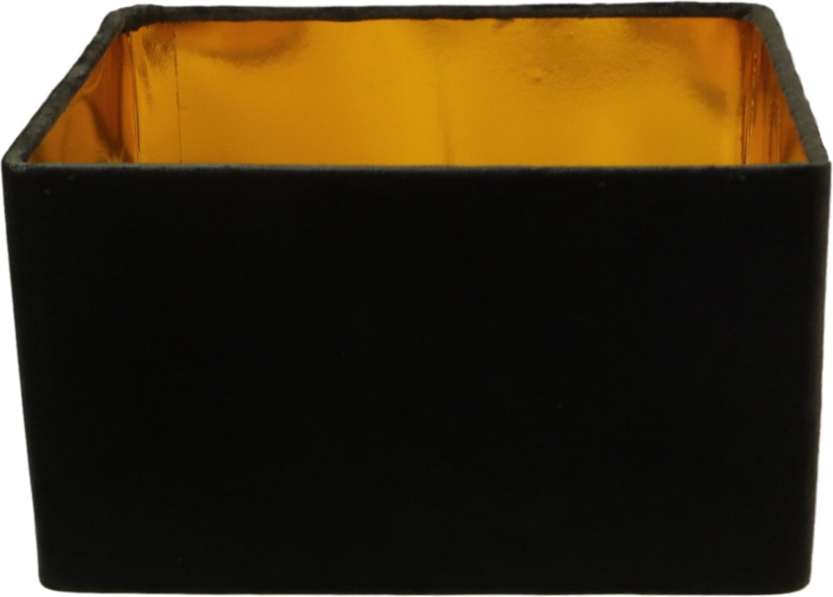 Vierkante lampenkap - 30x30x20 - Zwart/goud - Velvet