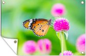 Tuinposter - Vlinder - Insecten - Bloemen - Fauna - Tuindecoratie - 120x80 cm - Tuindoek