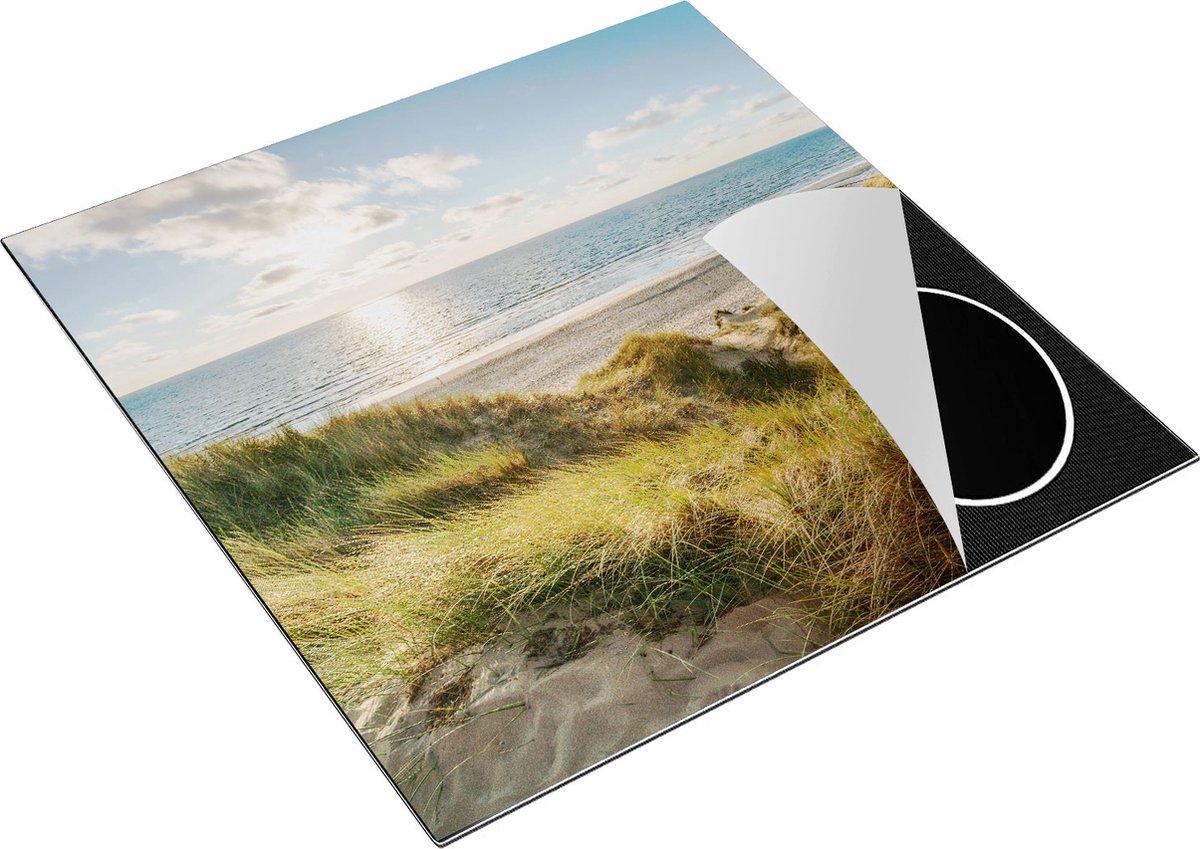 Chefcare Inductie Beschermer Strand en Zee vanuit Duinen - 78x78 cm - Afdekplaat Inductie - Kookplaat Beschermer - Inductie Mat