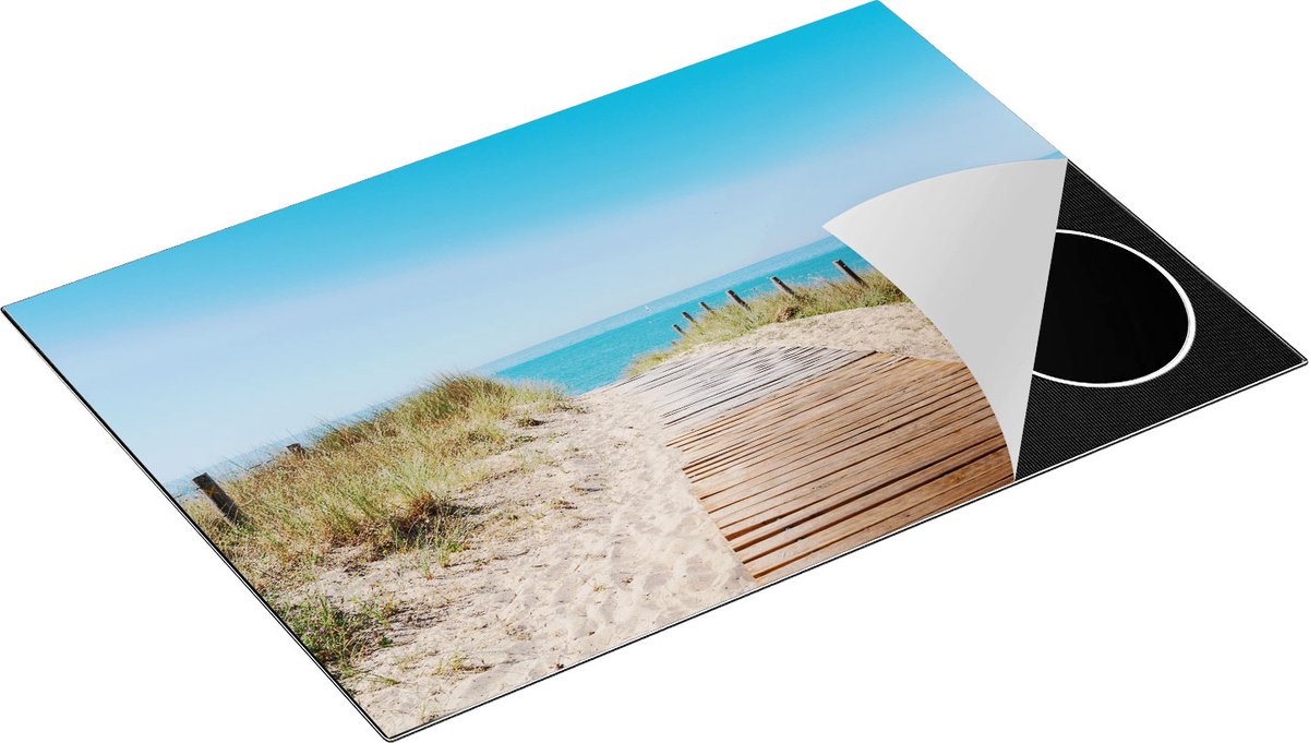 Chefcare Inductie Beschermer Voetpad in De Duinen met Zee op de Achtergrond - 77x51 cm - Afdekplaat Inductie - Kookplaat Beschermer - Inductie Mat