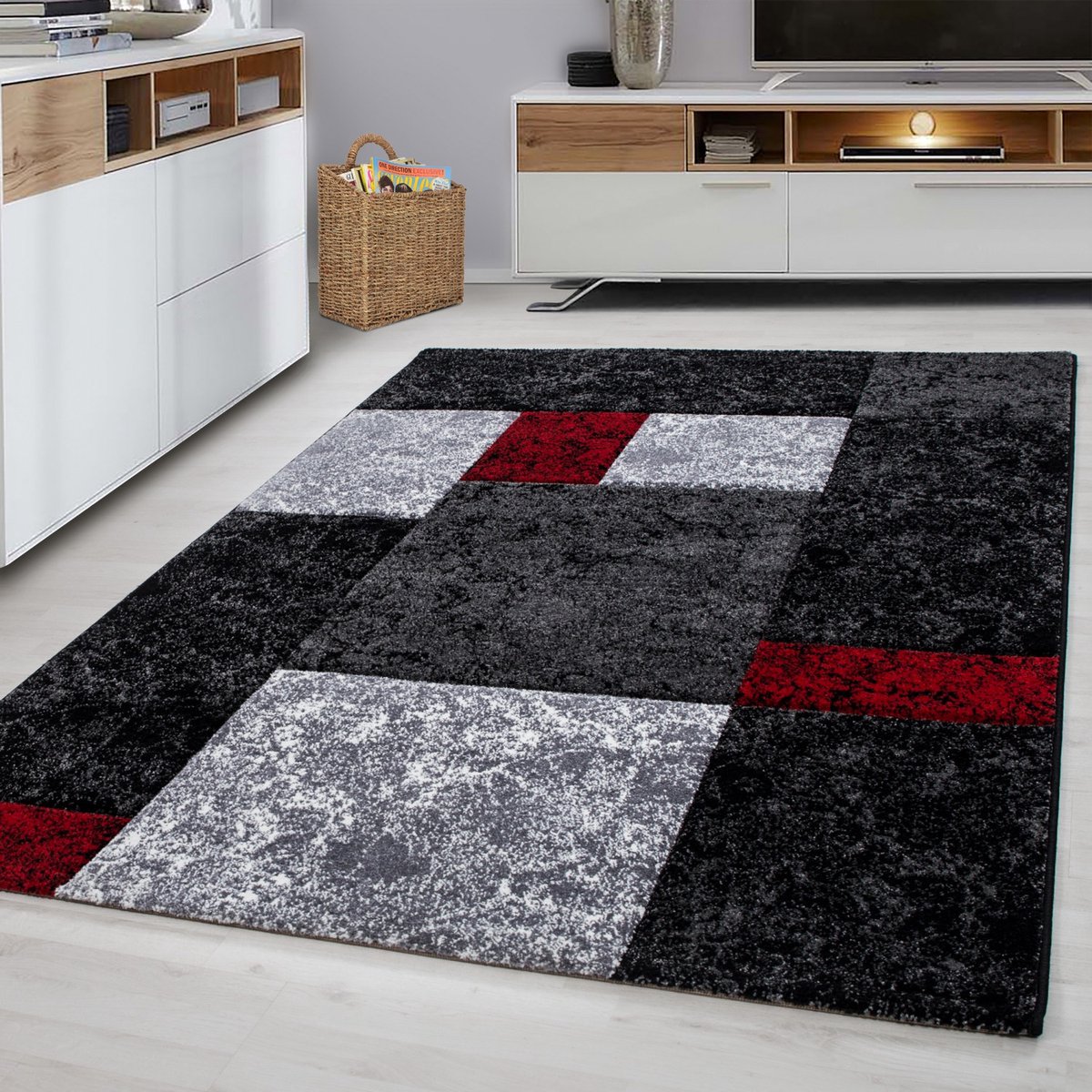 Muratap Basic Collection Modern Vloerkleed Rood / Grijs Laagpolig- 200x290 CM